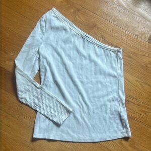 Ribbed White Off-Shoulder Top